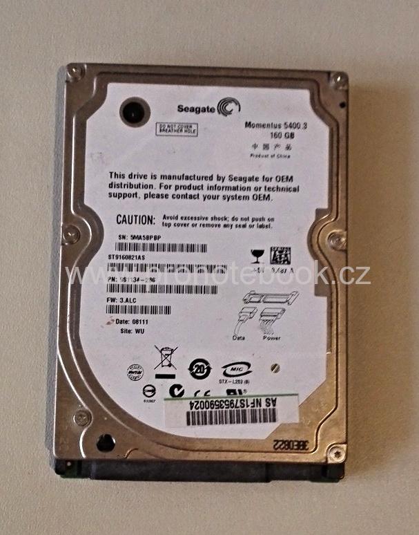 Seagate Momentus 5400.3 160GB, 2,5", SATAII, 8MB, 5400RPM, ST9160821AS