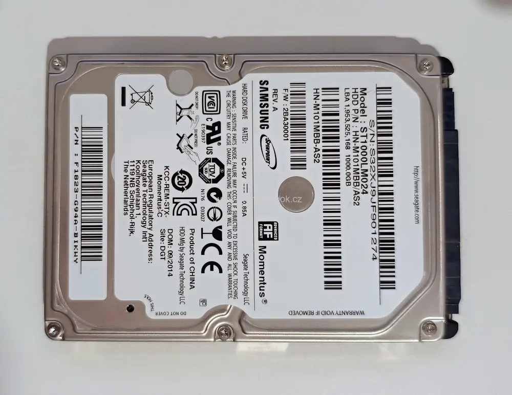 Seagate Momentus – ST1000LM024, 2.5", 1TB, 5400rpm, 8MB cache SKLADEM