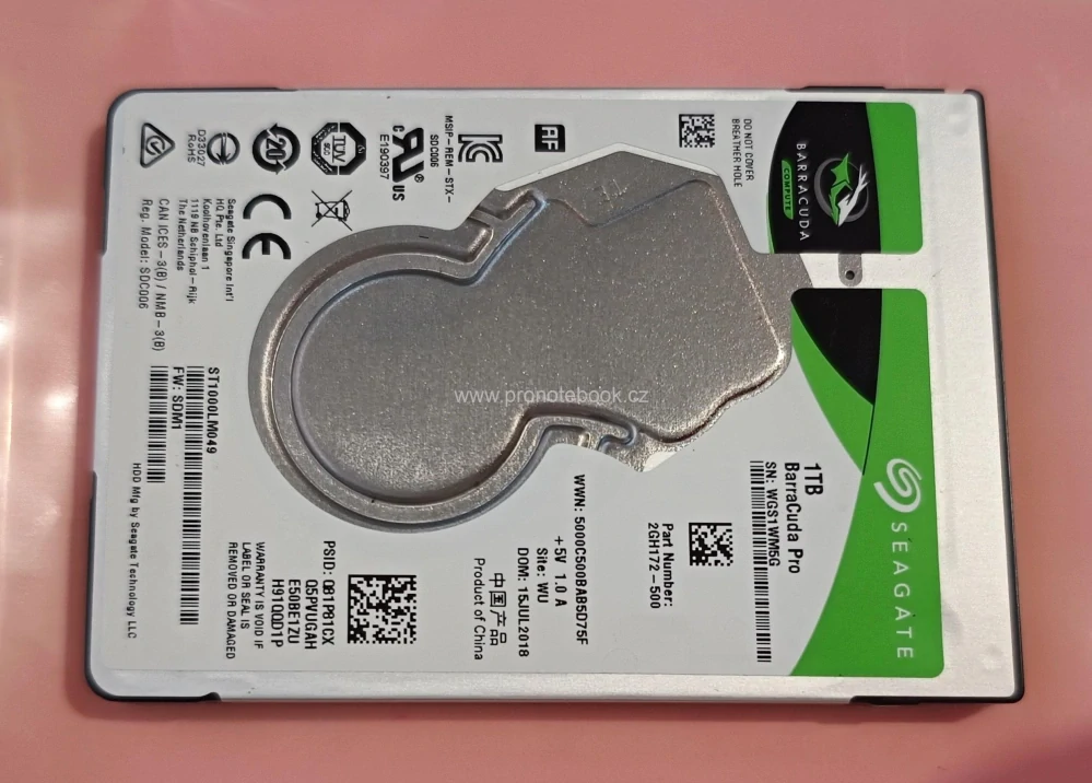 Seagate ST1000LM049-2GH172, 1TB, 7200rpm, 128MB cache, SATA 3.1, 2.5“, 7mm SKLADEM