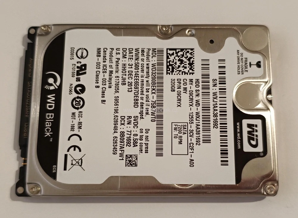 WESTERN DIGITAL Scorpio Black WD3200BEKX, DP/N 09CRYX, 320GB, 2.5“,SATA , 16MB SKLADEM