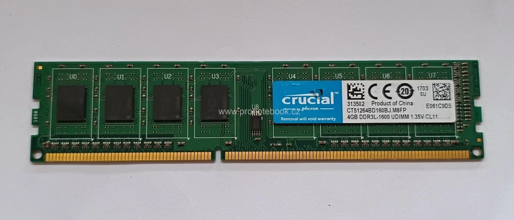 Crucial 4GB 240Pin DIMM DDR3 CT51264BD160BJ.M8FP, 1.35V, non-ECC, CL 11, PC3-12800, 1600MHz