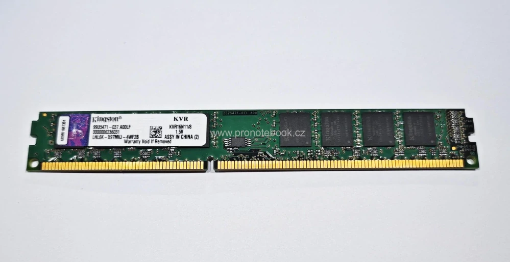 Kingston 8GB (low profile 240Pin DIMM DDR3 KVR16N11/8, 1.5V, 2Rx8, non-ECC, CL11, PC3-12800, 1600MHz SKLADEM