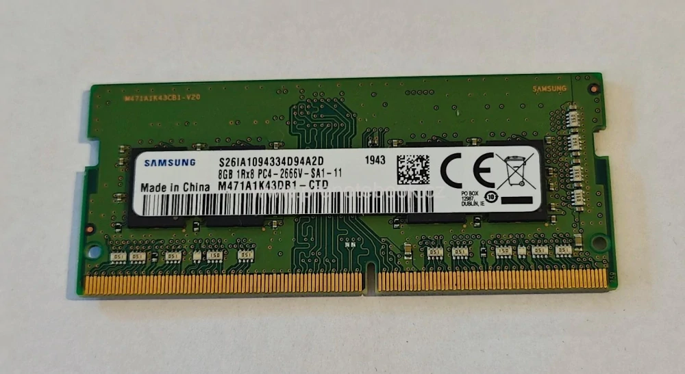 Samsung M471A1K43DB1-CTD 8GB DDR4 260-pin SO-DIMM PC4-21300 2666Mhz CL19 1Rx8 1.2V non-ECC SKLADEM