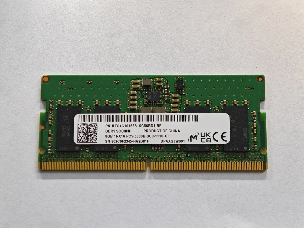 Micron MTC4C10163S1SC56BD1 8GB DDR5 262-pin SO-DIMM PC5-44800 5600Mhz CL46 1Rx16 1.1V non-ECC SKLADEM
