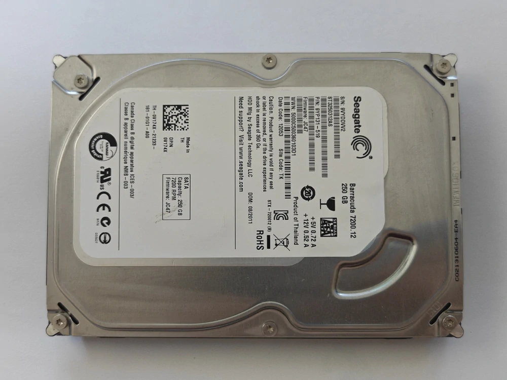 Seagate Barracuda ST3250312AS, 7200.12 - 250GB - 7200 RPM SATA 3Gb/s, 8MB, 100535704 REV C SKLADEM
