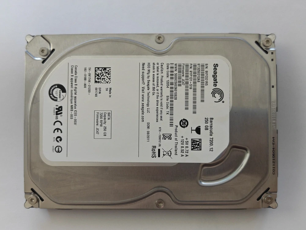 Seagate Barracuda ST3250312AS, 7200.12 - 250GB - 7200 RPM SATA 3Gb/s, 8MB, 100535704 REV C