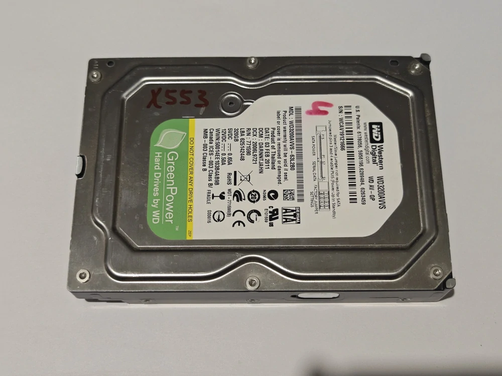 Western Digital WD3200AVVS, 320GB, 8MB, 3,5", 5400RPM, SATAII, DCM: DARNNTJAHN, 2060-771590-001 REV A