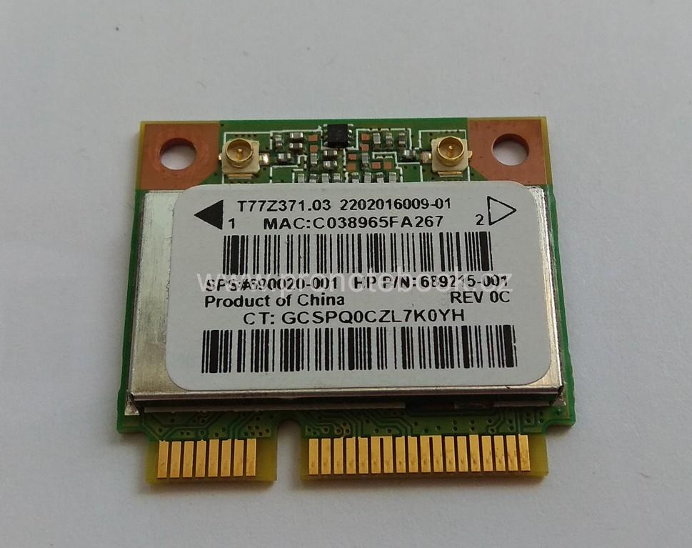 HP RT3290 802.11bgn mini PCI-E WiFi bluetooth card 690020-001, T77Z371.03