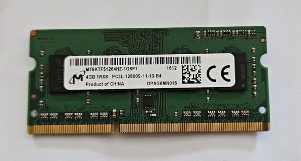 Micron 4GB 204Pin SODIMM DDR3L MT8KTF51264HZ-1G6P1, 1.35V, 1Rx8, non-ECC, CL 11, PC3L-12800S, 1600MHz SKLADEM