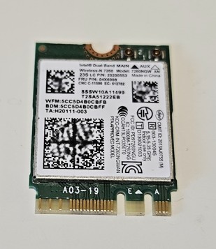 Intel 7260NGW dual band 802.11ac 867Mbps WiFi bluetooth 4.0 M.2 card, 0GPFNK, 04X6007 SKLADEM