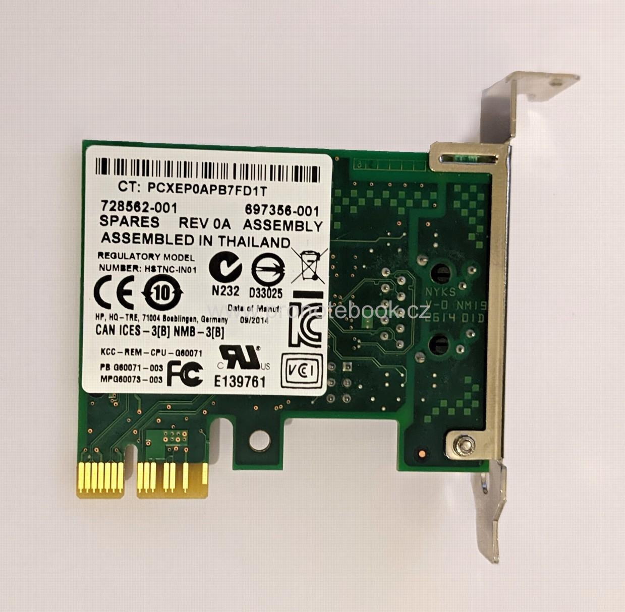 HP Intel Pro 10/1000 NIC network I210-T1 RJ-45 low profile bracket 697356-001, 728562-001 SKLADEM