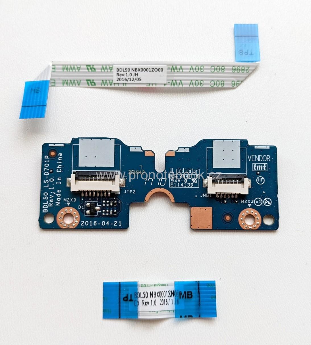 HP 250 G5 Touchpad Buttons Board LS-D701P Rev:1.0 with cable NBX0001ZO00 Rev:1.0, NBX0001ZN00 Rev:1.0 SKLADEM