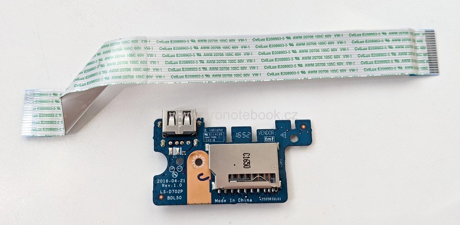 HP 250 G5 card reader USB LED indicator LS-D702P BDL50 Rev:1.0 with cable NBX0001ZP00 Rev:1.0 SKLADEM