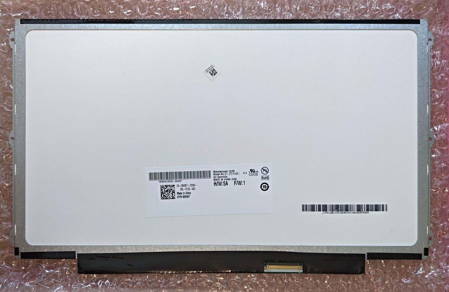 LCD AU Optronics B125XW01, 08X9KT, 12.5" SLIM 1366x768 TFT WLED MATTE 40pin  60Hz SKLADEM