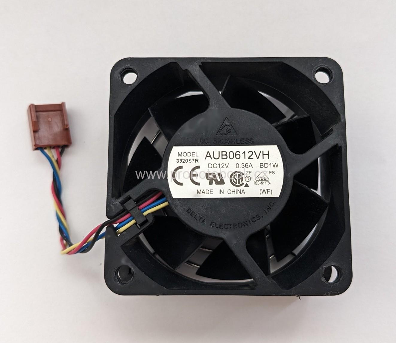 Delta Electronics AUB0612VH DC 12V, 0.36A, 4 PIN – 4 wire, 60x60x25 vč. mřížky SKLADEM