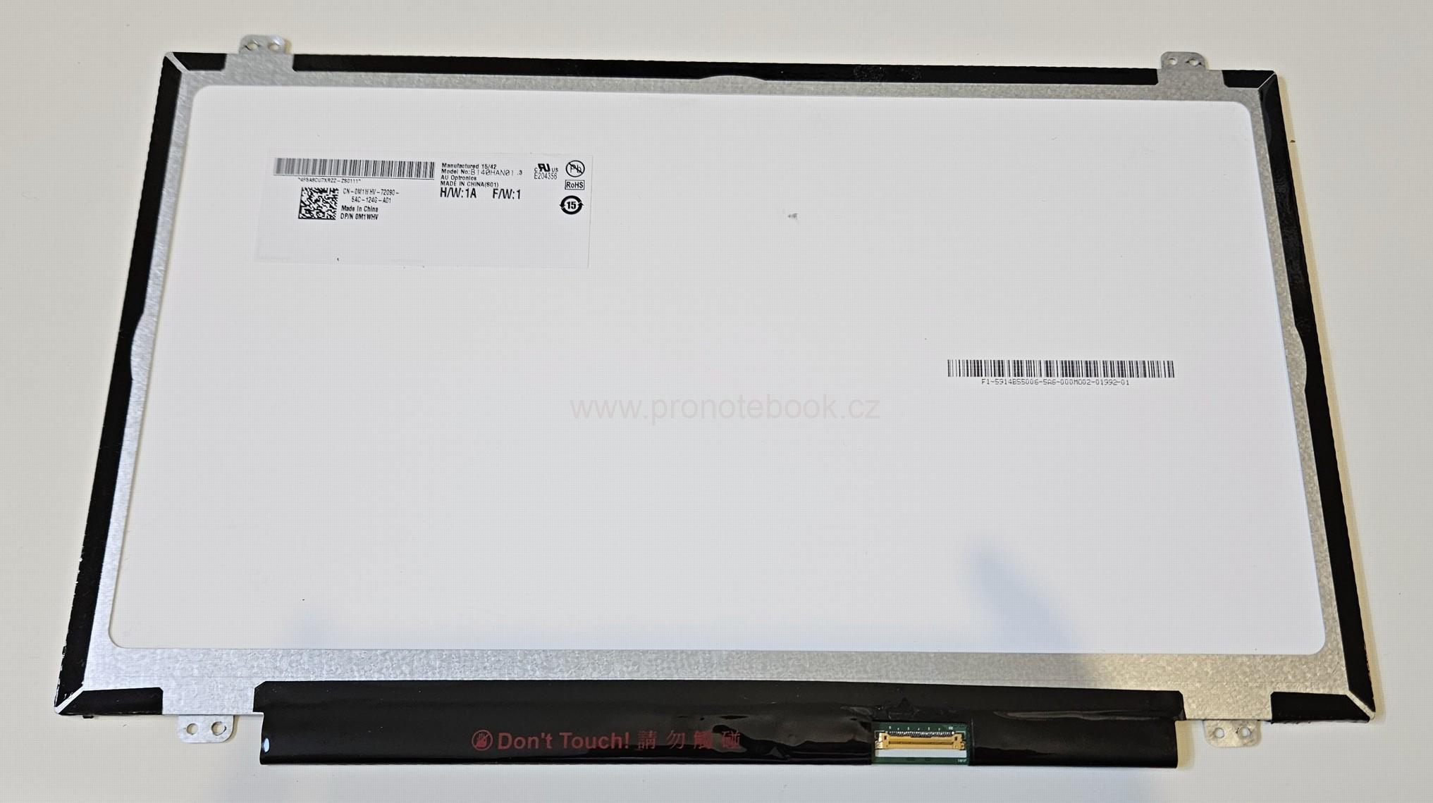 LCD AU Optronics B140HAN01.3, 0M1WHV, 14" SLIM 1920x1080 TFT WLED MATTE 30pin 60Hz SKLADEM