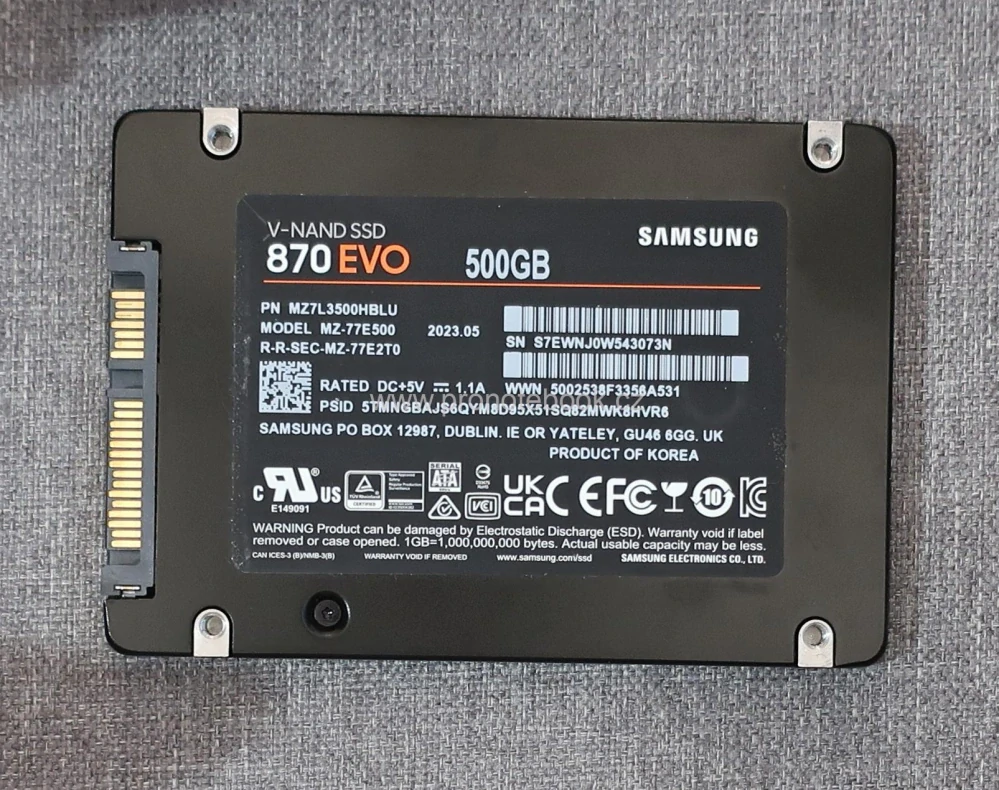 SAMSUNG 870 EVO 500GB 2,5" SATA III, V-NAND, MZ-77E2T0, MZ7L3500HBLU SKLADEM