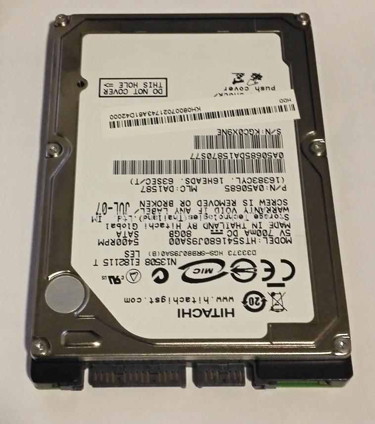 Hitachi Travelstar 80GB, 5K160 HTS541680J9SA00, 2,5", SATAII, 8MB, 5400RPM