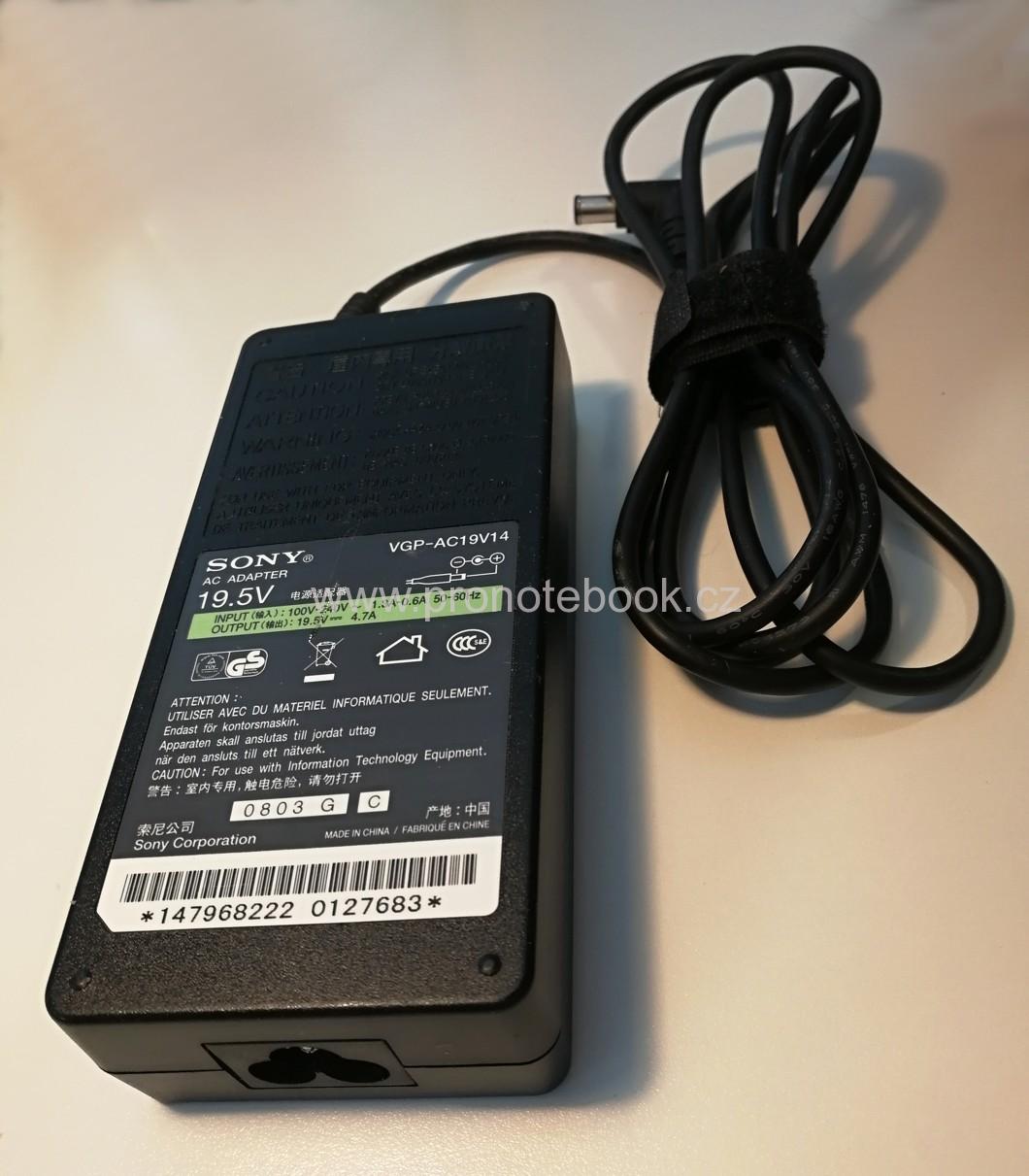 SONY VGP-AC19V14 19.5V 4.7A konektor 6.5mm 4.4mm s vnitřním pinem SKLADEM