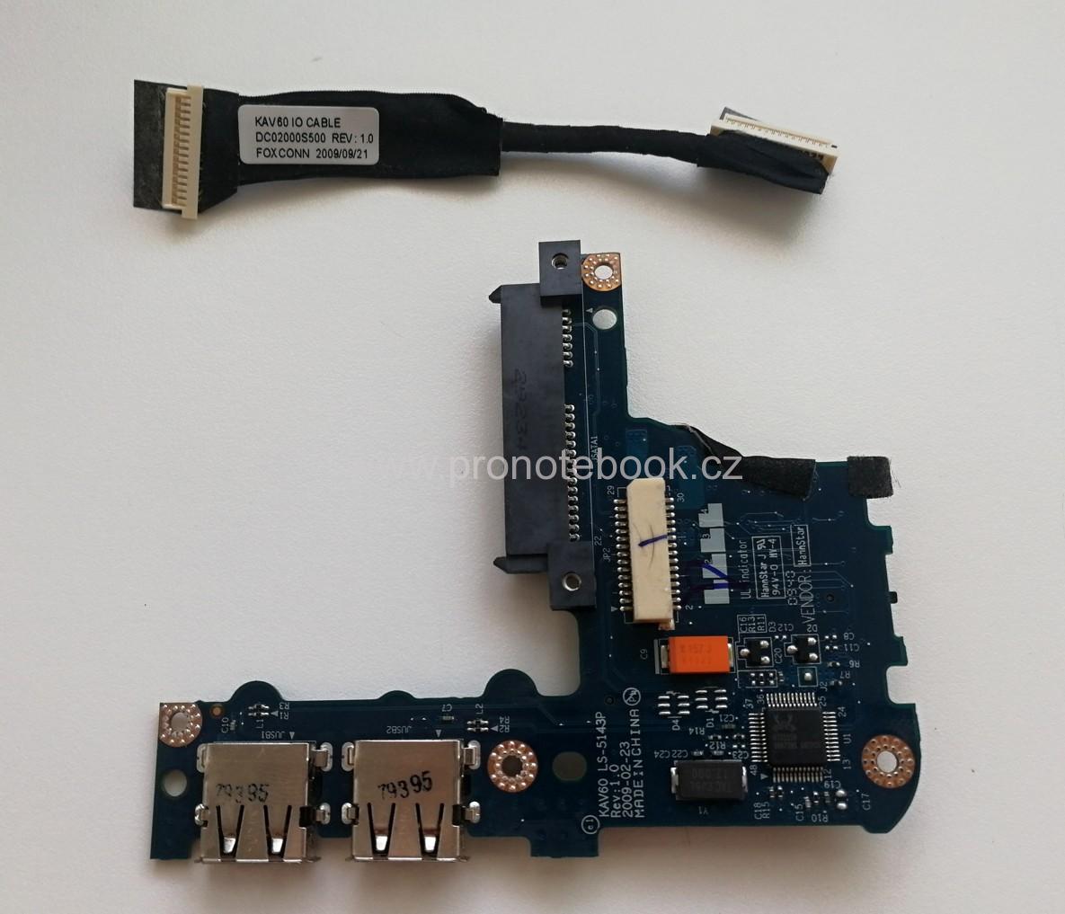 Aspire One KAV60 LS-5143P hard drive connector card reader USB cable DC02000S500