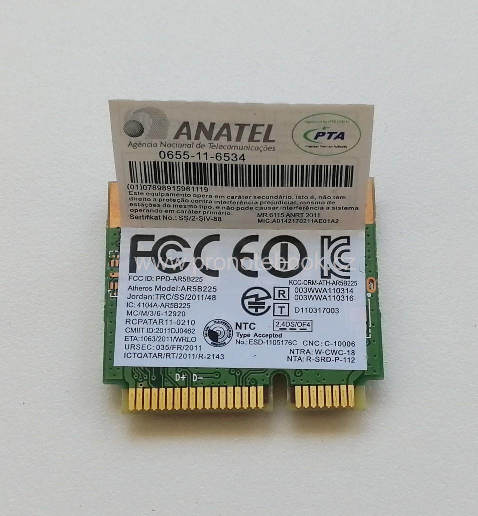 Anatel  Bluetooth V4.0 WiFi 150Mbps, 802.11B/G/N Mini PCI-Express  AR5B225