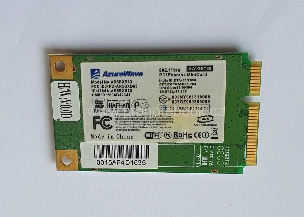 AzureWave PCI Express MiniCard 802.11 b/g AR5BXB63 AW-GE780 SKLADEM