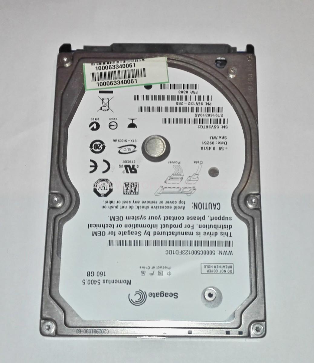 SEAGATE 160GB, 2,5", SATAII, 8MB, 5400RPM ST9160325AS