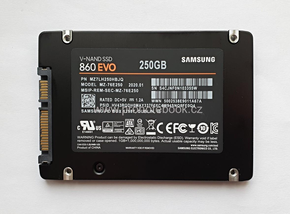 SAMSUNG 860 EVO 250GB 2,5" SATA III, V-NAND, MZ-76E250, MZ7LH250HBJQ SKLADEM