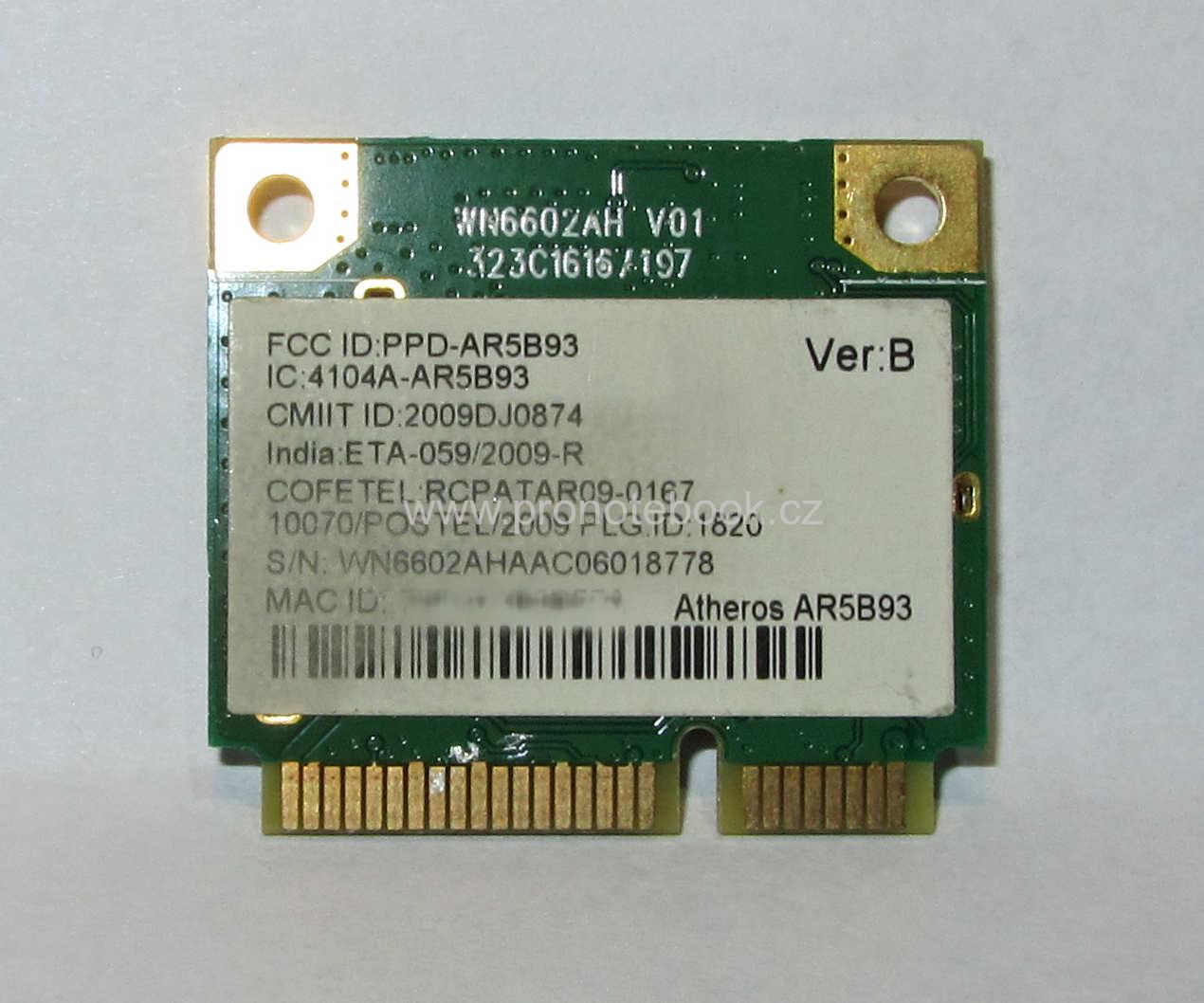 Atheros AR5B93  Wi-fi mini pci-e