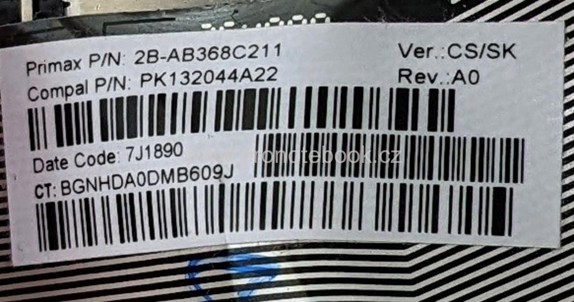 Primax klávesnice HP 250 G6 2B-AB368C211, PK132044A22, 7J1890, Ver.: CS/SK Rev.:A0 SKLADEM