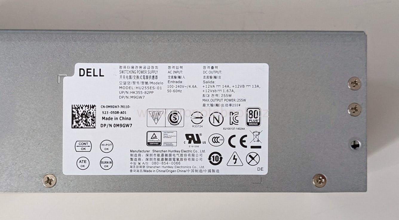 Originální OEM Dell OptiPlex 3020 7020 9020 SFF 255W PSU, HU255ES-01, 00M9GW7, 0M9GW7 SKLADEM