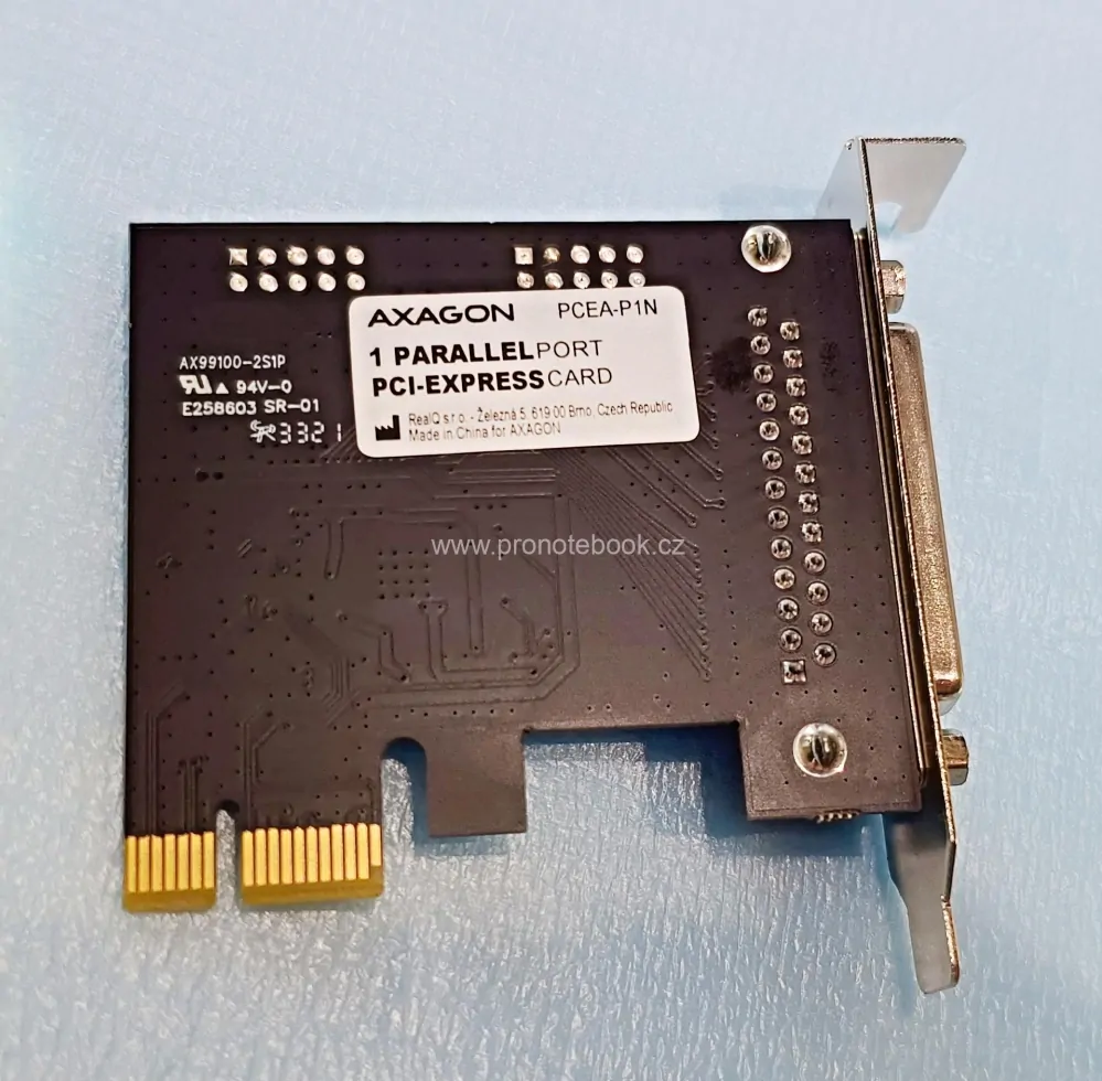 AXAGON PCEA-P1N,  parallel port PCIe card, ASIX AX99100 SKLADEM