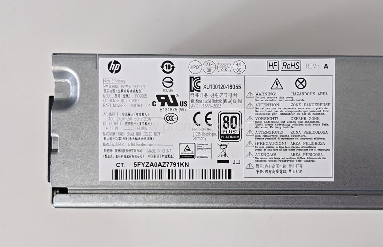 Originální OEM HP 400 G4 SFF 180W Power Supply, PCG005, 901764-004, 1588-3003 80 PLUS PLATINUM SKLADEM